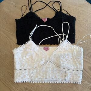 2-Pack Mia Mi By Francesca’s Women’s Halter Top Black White Strap Floral Large